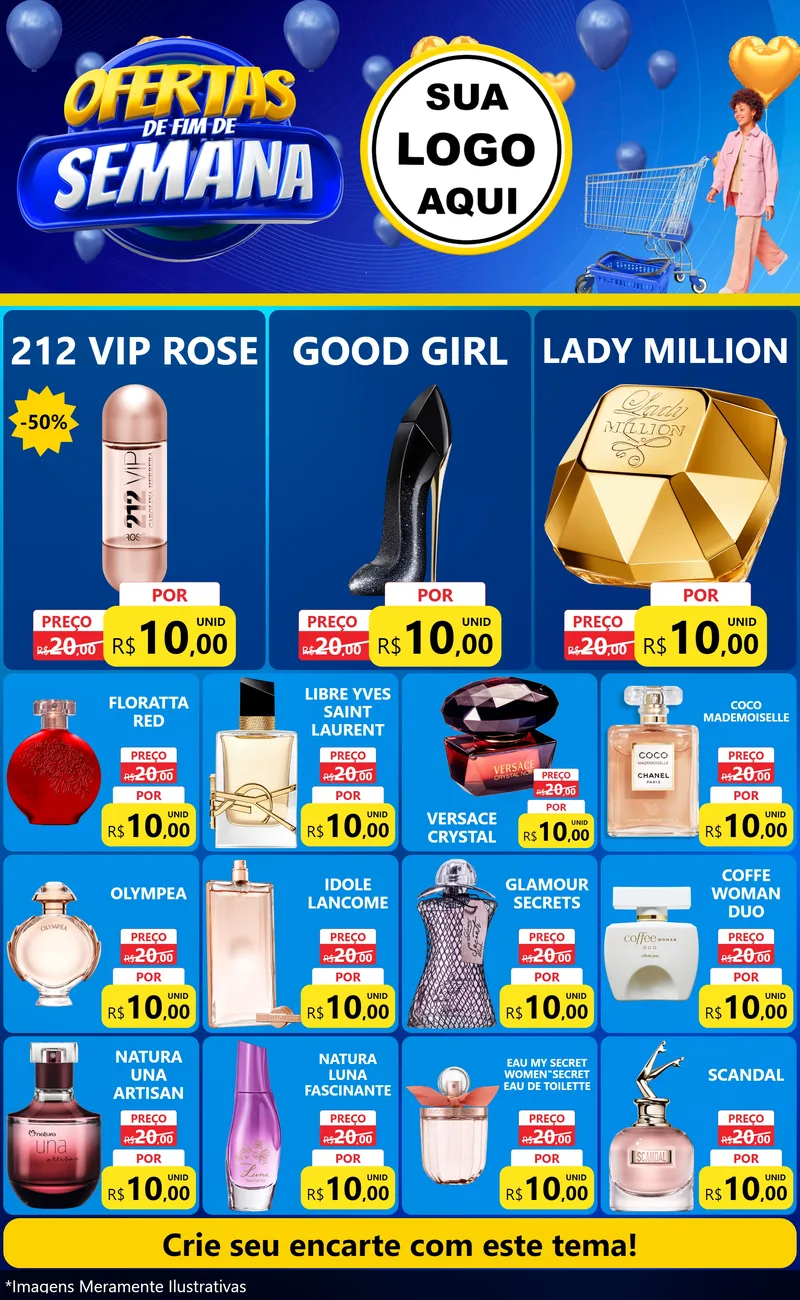 Modelo de Encarte para Encarte Grande com o tema Ofertas de Fim de Semana para Perfumes