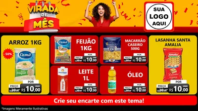Modelo de TV para TV Horizontal com o tema Virada de Mês para Supermercado
