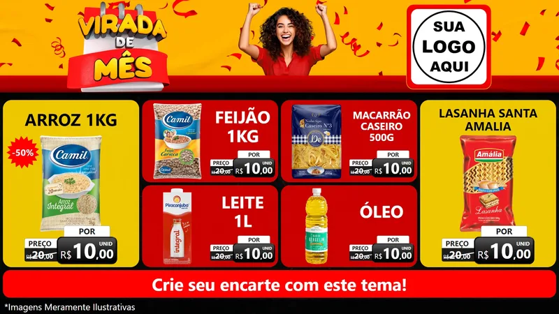 Modelo de TV para TV Horizontal com o tema Virada de Mês para Supermercado