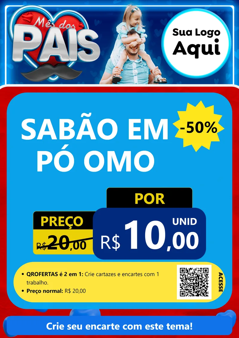 Modelo de Cartaz para Cartaz A4 Vertical com o tema Mês Dos Pais para Produtos de Limpeza