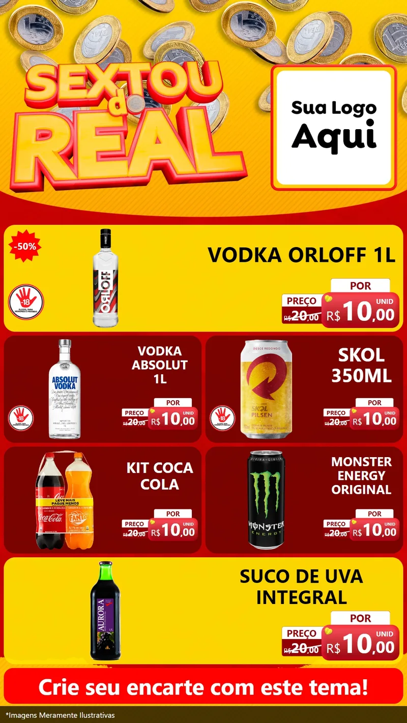 Modelo de TV para TV Vertical com o tema Sextou do Real para Distribuidora de bebidas