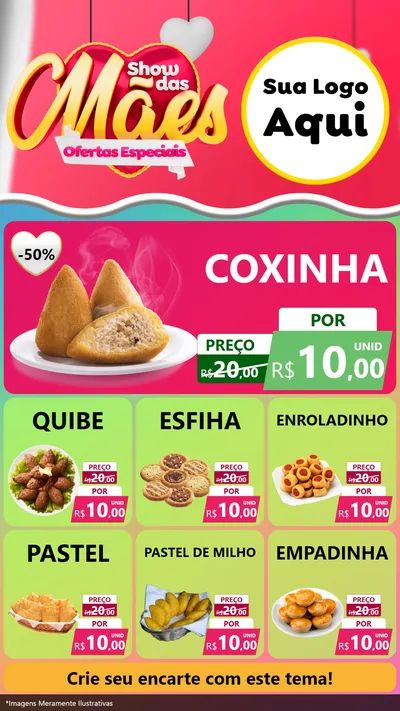 Modelo de Rede Social para Stories com o tema Show das Mães - Ofertas Especiais para Salgadaria
