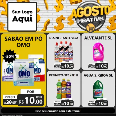 Modelo de Rede Social para Feed Facebook com o tema Agosto imbatível para Produtos de Limpeza