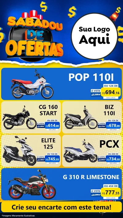 Modelo de TV para TV Vertical com o tema Sabadou de Ofertas para Concessionaria de Motos