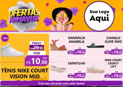 Modelo de Encarte para Encarte A4 Horizontal com o tema Ofertas Da Primavera para Calçados