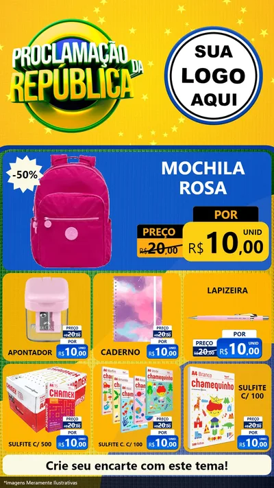 Modelo de Rede Social para Stories com o tema Proclamação da República para Papelaria
