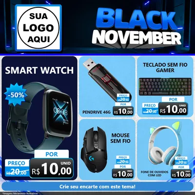 Modelo de Rede Social para Feed Facebook com o tema Black November para Informática