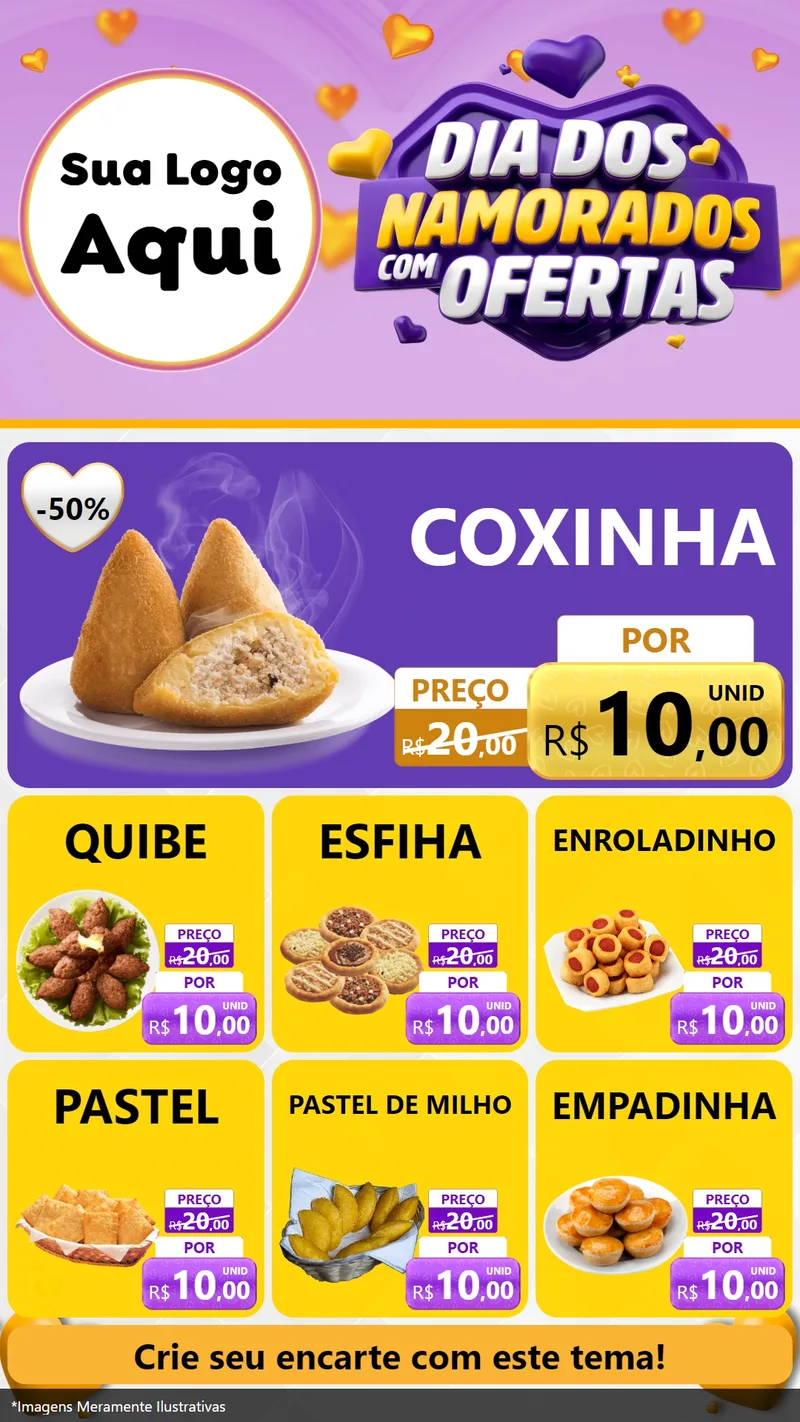 Modelo de Rede Social para Stories com o tema Dia Dos Namorados Com Ofertas para Salgadaria