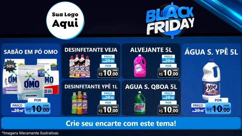 Modelo de TV para TV Horizontal com o tema Black Friday para Produtos de Limpeza