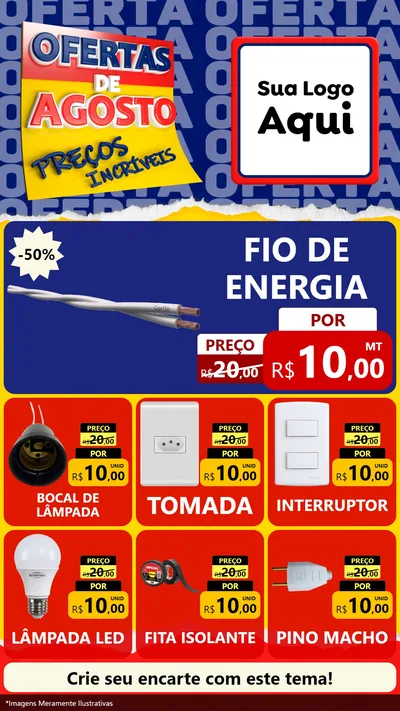 Modelo de Rede Social para Stories com o tema Ofertas de Agosto - Preços Incríveis para Materiais Elétricos