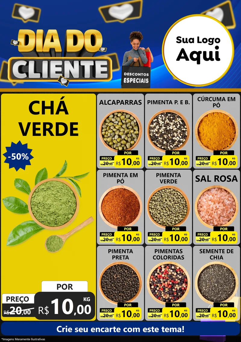 Modelo de Encarte para Encarte A4 Vertical com o tema Dia Do Cliente para Produtos Naturais
