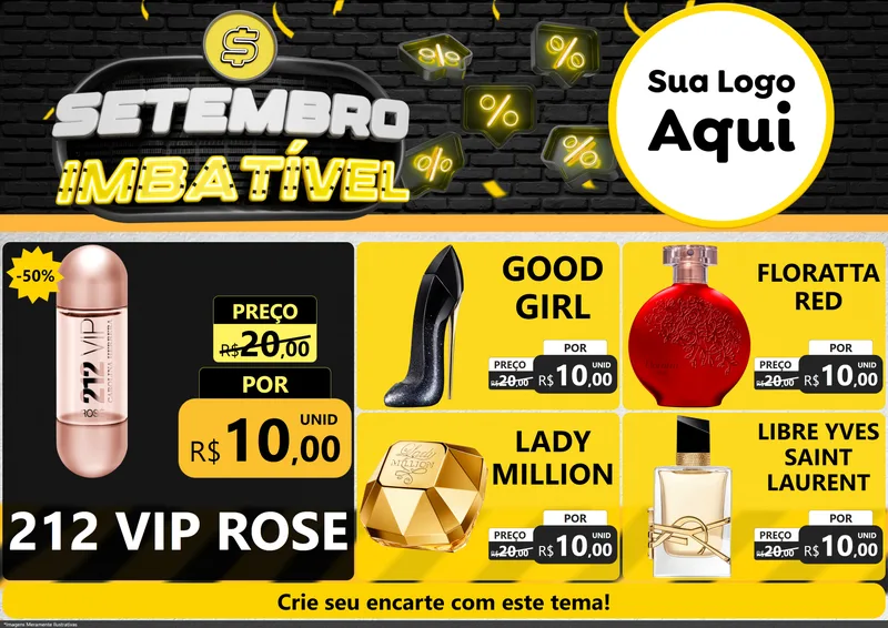 Modelo de Encarte para Encarte A4 Horizontal com o tema Setembro Imbatível para Perfumes
