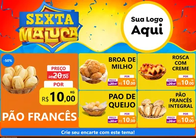 Modelo de Encarte para Encarte A4 Horizontal com o tema Sexta Maluca para Padaria