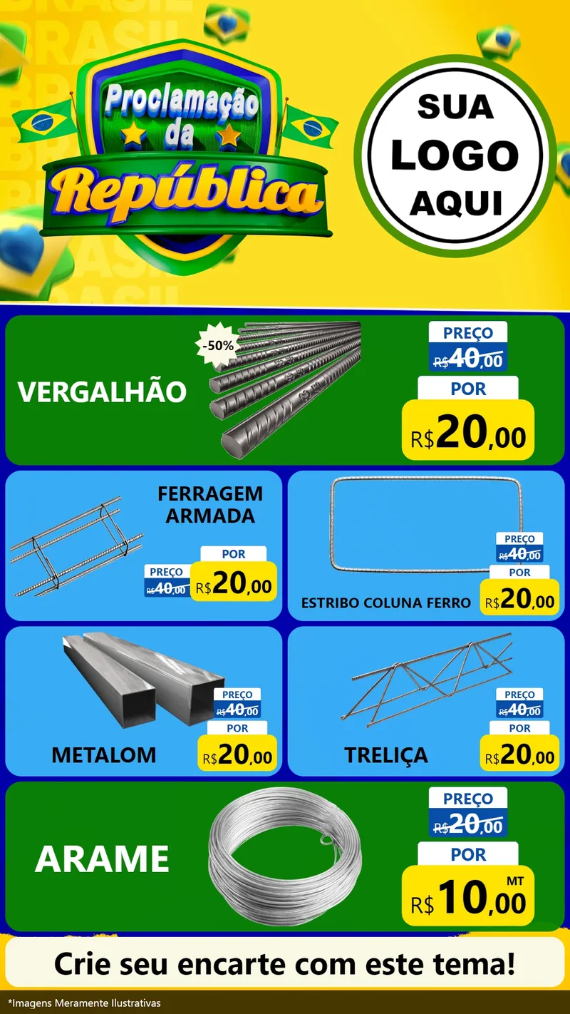 Modelo de TV para TV Vertical com o tema Proclamação da República para Ferragens