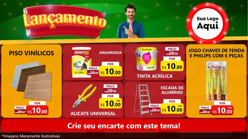 Modelo de TV para TV Horizontal com o tema Lançamento para Material para Construção
