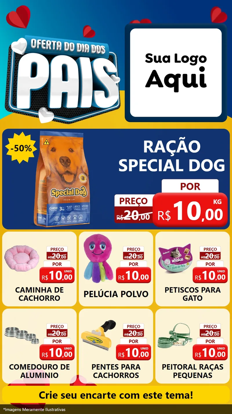 Modelo de Rede Social para Stories com o tema Oferta Do Dia Dos Pais para Pet Shop