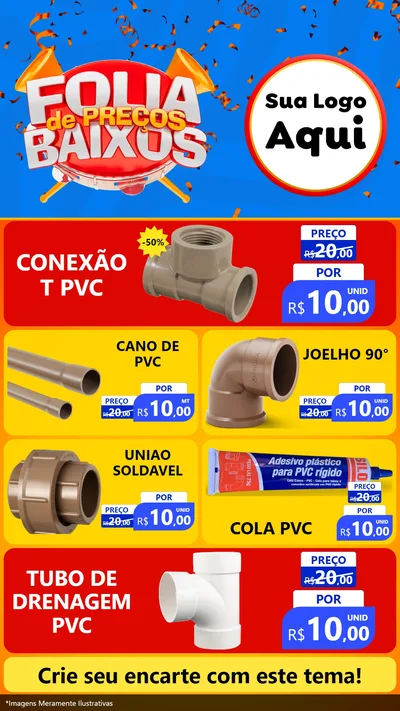 Modelo de TV para TV Vertical com o tema Folia de Preços Baixos para Tubos e conexões
