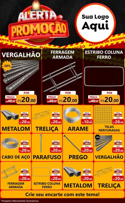 Modelo de Encarte para Encarte Grande com o tema Alerta de Promoção para Ferragens