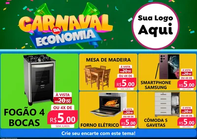 Modelo de Encarte para Encarte A4 Horizontal com o tema Carnaval da Economia para Móveis e Eletro