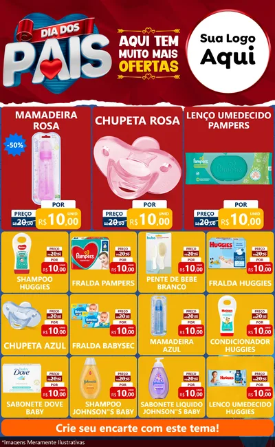 Modelo de Encarte para Encarte Grande com o tema Dia dos Pais para Bebês