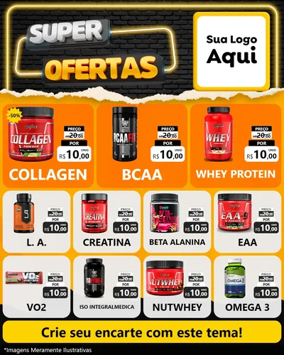 Modelo de Rede Social para Feed Instagram com o tema Super Ofertas para Suplementos alimentares