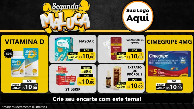 Modelo de TV para TV Horizontal com o tema Segunda Maluca para Farmácia