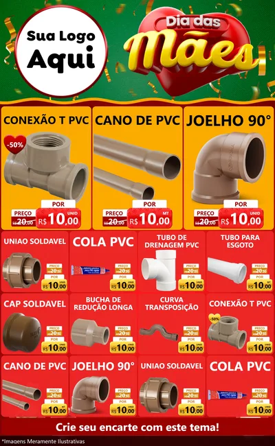 Modelo de Encarte para Encarte Grande com o tema Dia das Mães para Tubos e conexões