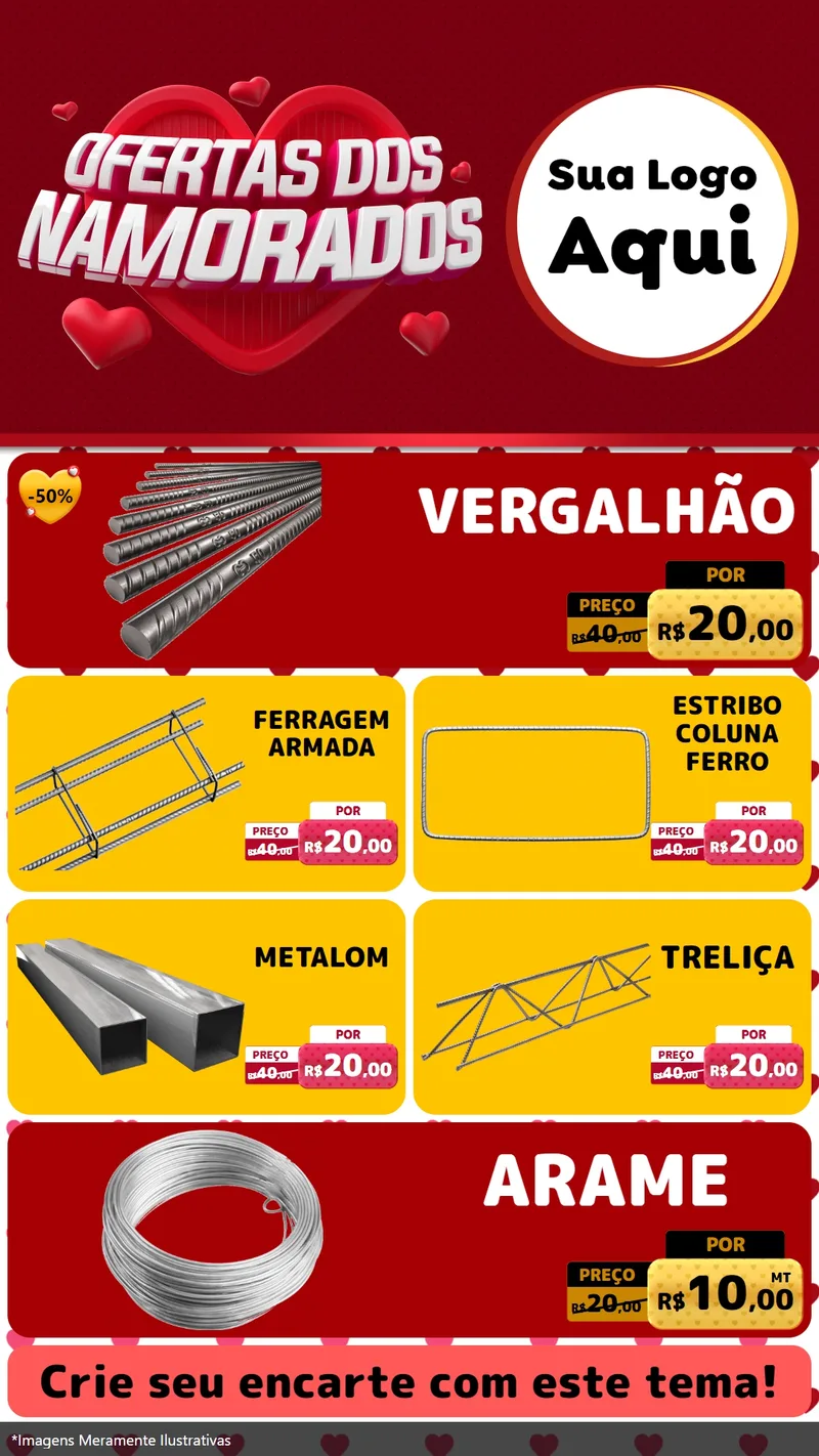 Modelo de TV para TV Vertical com o tema Ofertas Dos Namorados para Ferragens