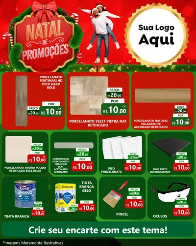Modelo de Rede Social para Feed Instagram com o tema Natal de Promoções para Pisos e revestimentos