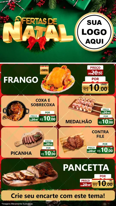 Modelo de TV para TV Vertical com o tema Ofertas de Natal para Assados
