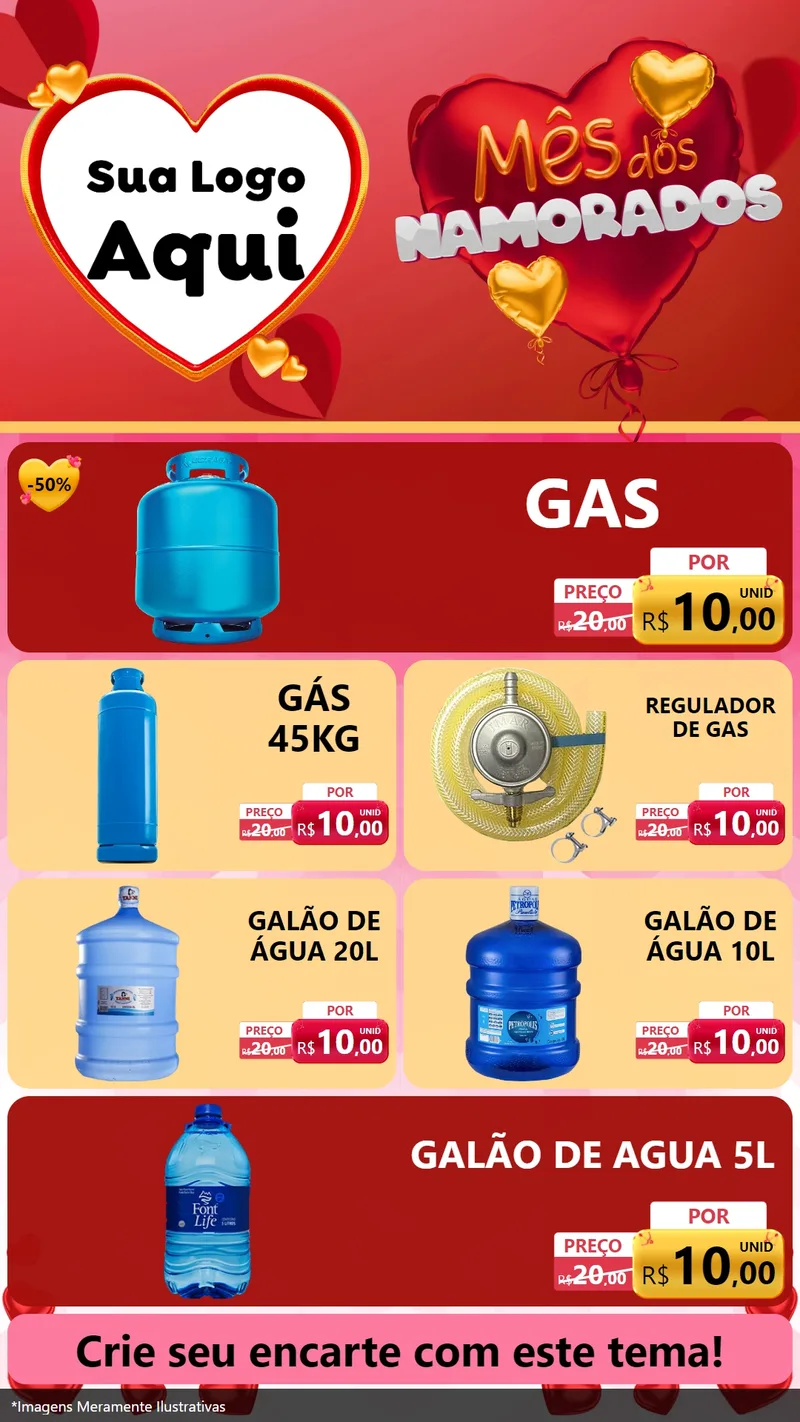 Modelo de TV para TV Vertical com o tema Mês dos Namorados para Água e gás