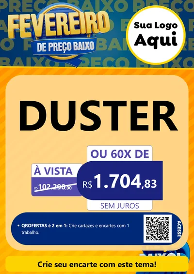 Modelo de Cartaz para Cartaz A4 Vertical com o tema Fevereiro de Preço Baixo para Concessionaria de Carros
