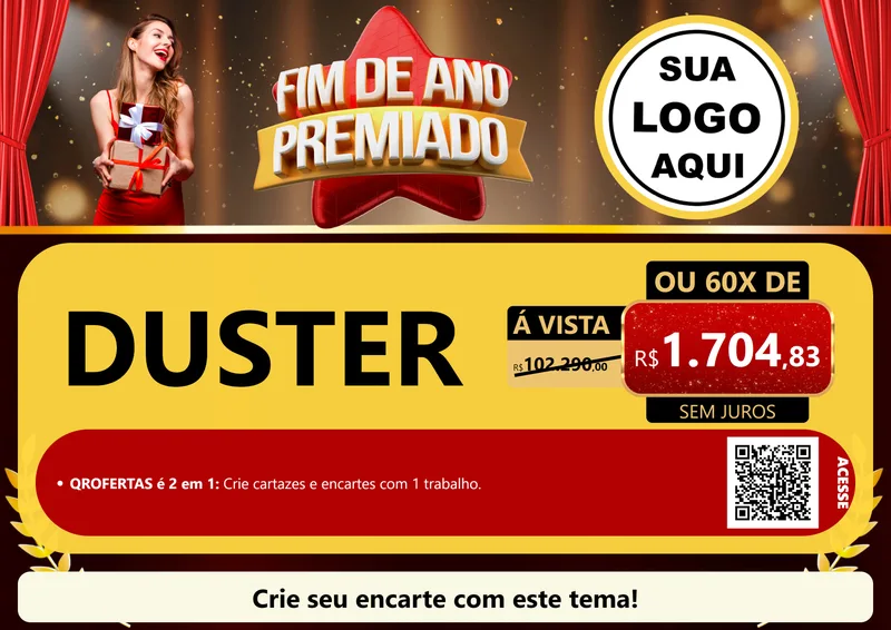Modelo de Cartaz para Cartaz A4 Horizontal com o tema Fim de Ano Premiado para Concessionaria de Carros