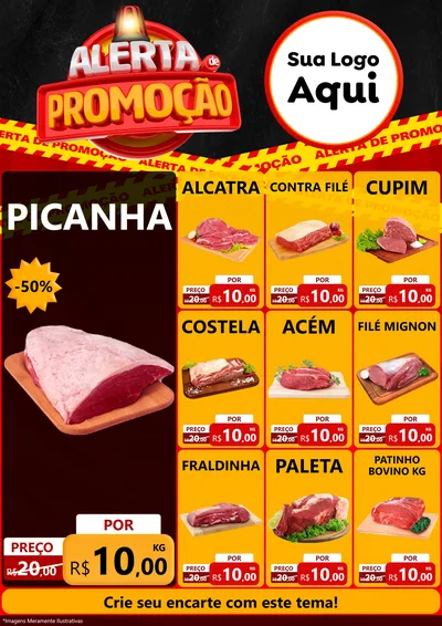 Modelo de Encarte para Encarte A4 Vertical com o tema Alerta de Promoção para Açougue