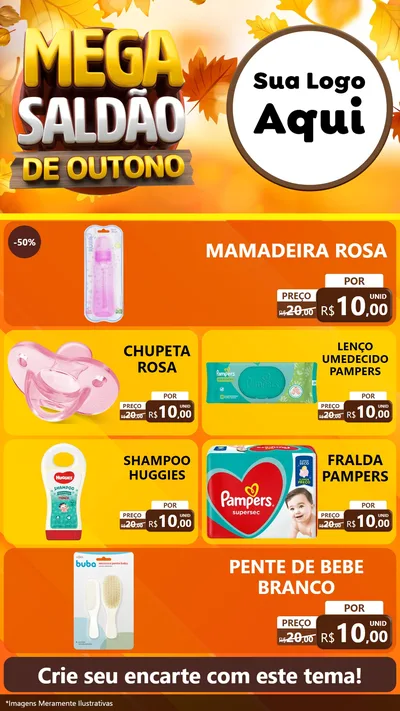 Modelo de TV para TV Vertical com o tema Mega Saldão de Outono para Bebês