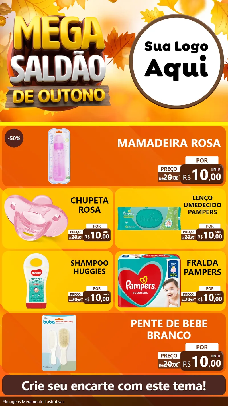 Modelo de TV para TV Vertical com o tema Mega Saldão de Outono para Bebês
