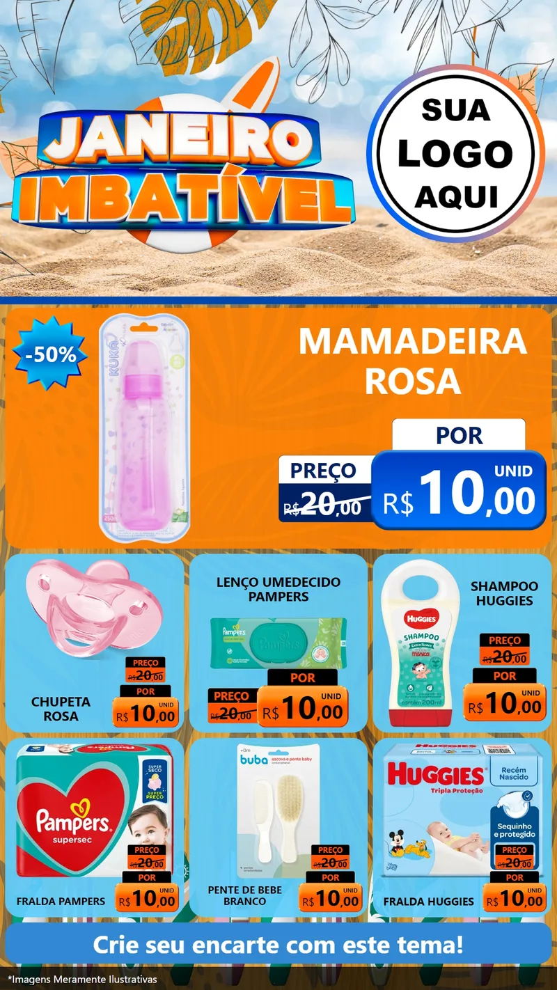 Modelo de Rede Social para Stories com o tema Janeiro Imbatível para Bebês