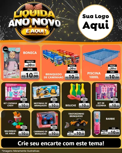 Modelo de Rede Social para Feed Instagram com o tema Liquida Ano Novo É Aqui! para Brinquedos