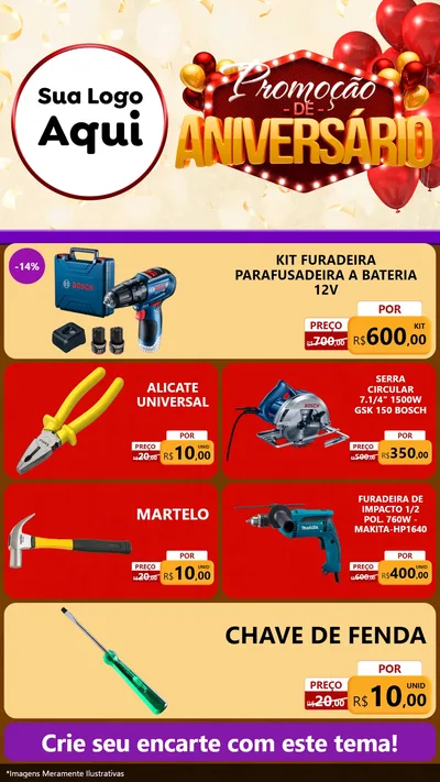 Modelo de TV para TV Vertical com o tema Promoção de Aniversário para Maquinas e Ferramentas