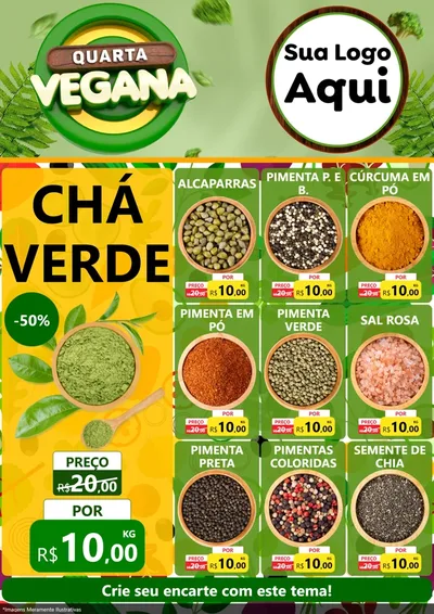 Modelo de Encarte para Encarte A4 Vertical com o tema Quarta Vegana para Produtos Naturais