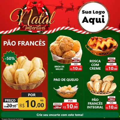 Modelo de Rede Social para Feed Facebook com o tema Natal Imperdível para Padaria