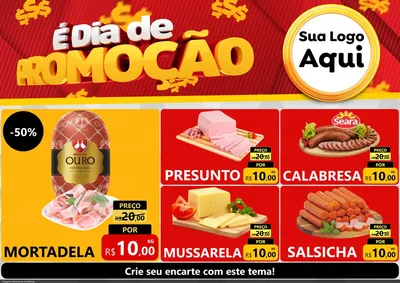 Modelo de Encarte para Encarte A4 Horizontal com o tema É Dia De Promoção para Frios e Laticínios