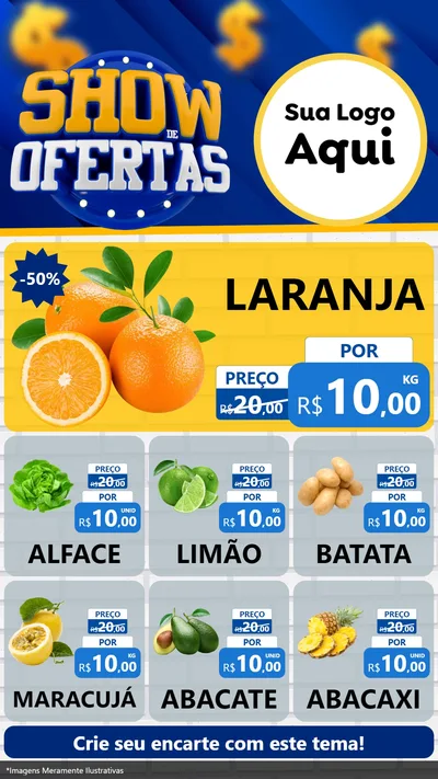 Modelo de Rede Social para Stories com o tema Show de Ofertas para Hortifrúti