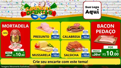 Modelo de TV para TV Horizontal com o tema Carnaval de Ofertas para Frios e Laticínios