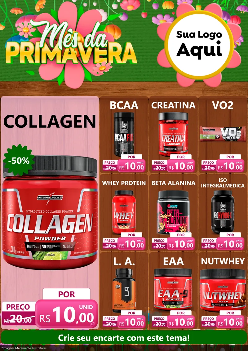 Modelo de Encarte para Encarte A4 Vertical com o tema Mês da Primavera para Suplementos alimentares