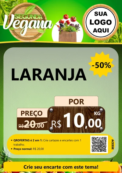 Modelo de Cartaz para Cartaz A4 Vertical com o tema Segunda Vegana para Hortifrúti