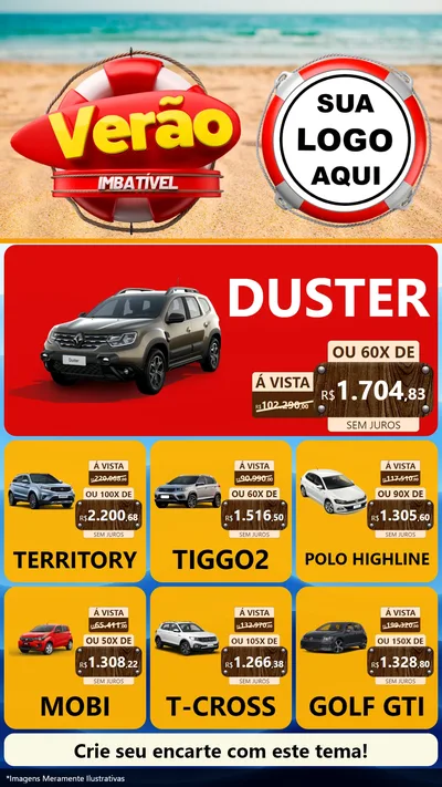 Modelo de Rede Social para Stories com o tema Verão Imbatível para Concessionaria de Carros