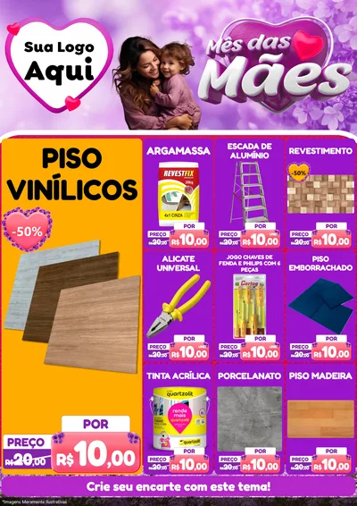 Modelo de Encarte para Encarte A4 Vertical com o tema Mês das Mães para Material para Construção