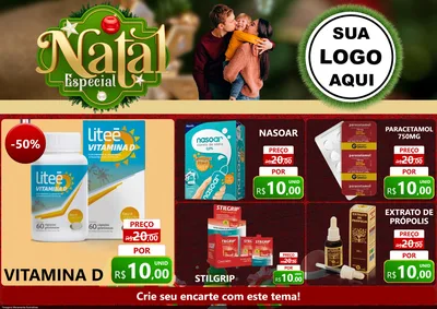 Modelo de Encarte para Encarte A4 Horizontal com o tema Natal Especial para Farmácia