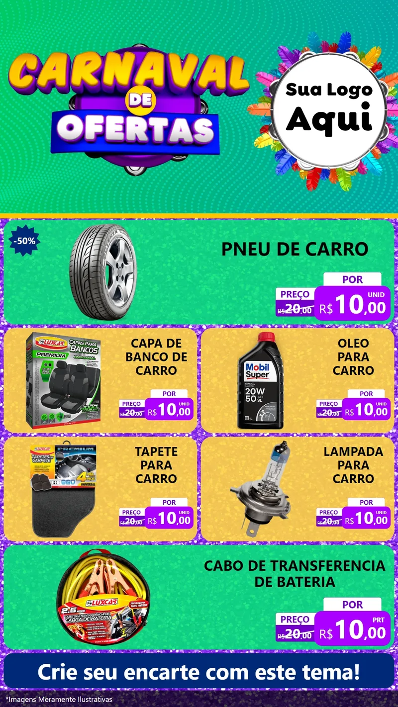 Modelo de TV para TV Vertical com o tema Carnaval de Ofertas para Auto peças